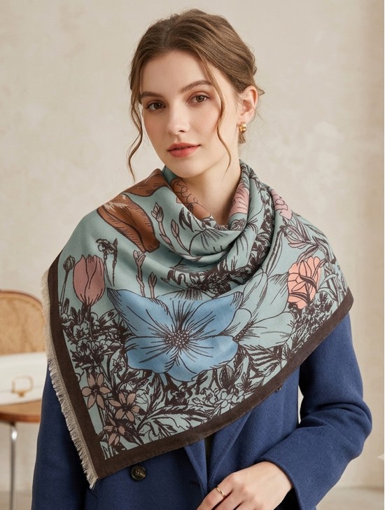 Floral Design Blanket Scarf Floral Design Blanket Scarf